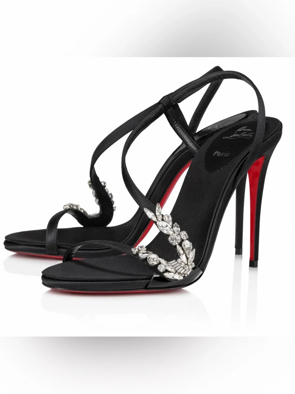 Christian Louboutin Rosalie Red carpet Strass Crystal satin heels RETAIL 1,395